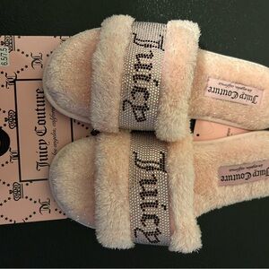 Juicy couture pink fuzzy slippers